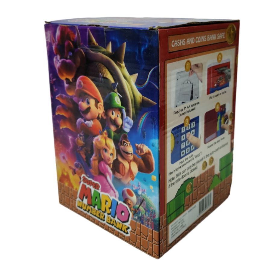 Alcancía electrónica tipo caja fuerte con sonido Diseño Mario Bross