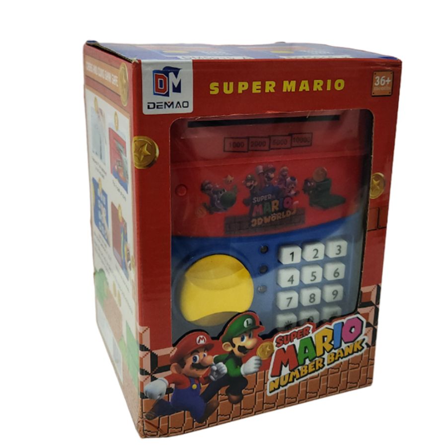 Alcancía electrónica tipo caja fuerte con sonido Diseño Mario Bross