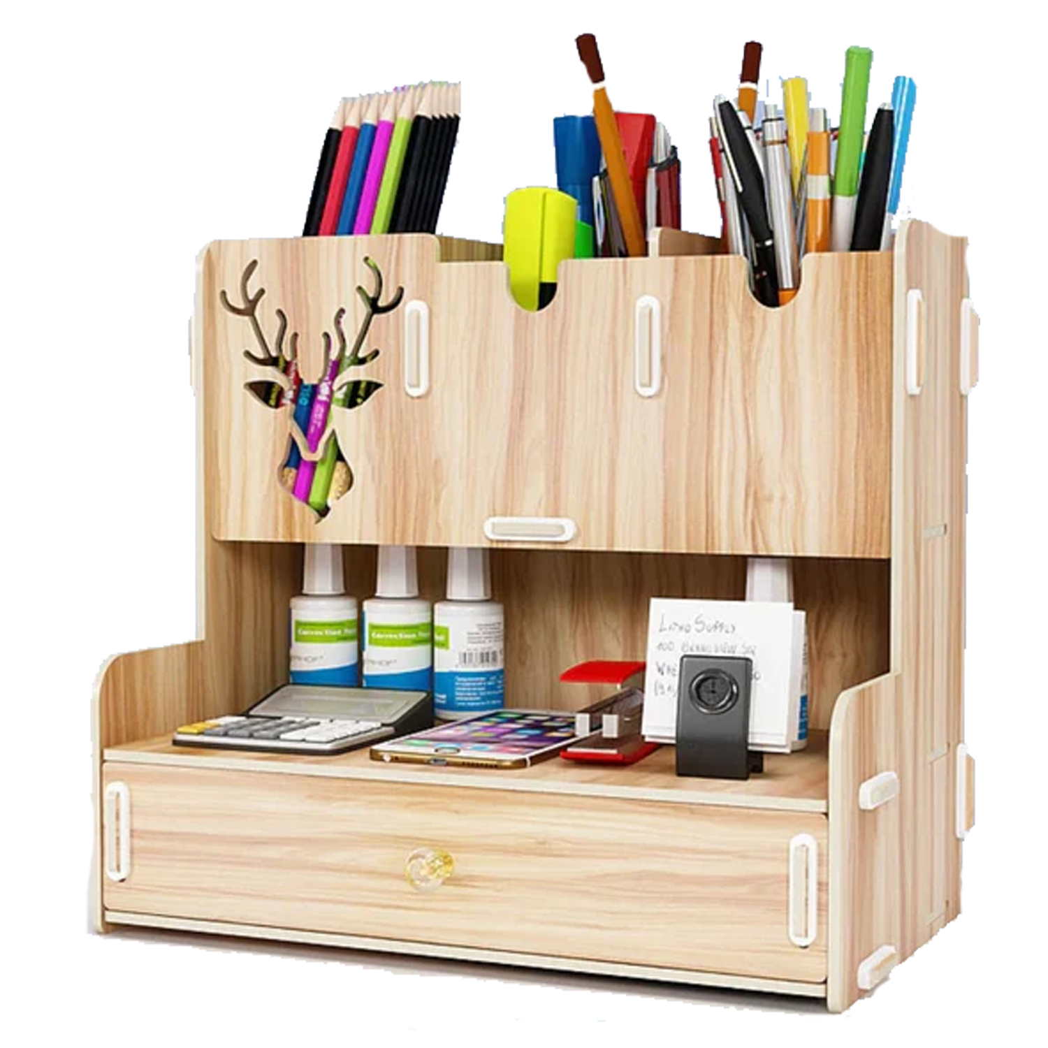 Organizador de Escritorio MDF con Cajón y Estantes