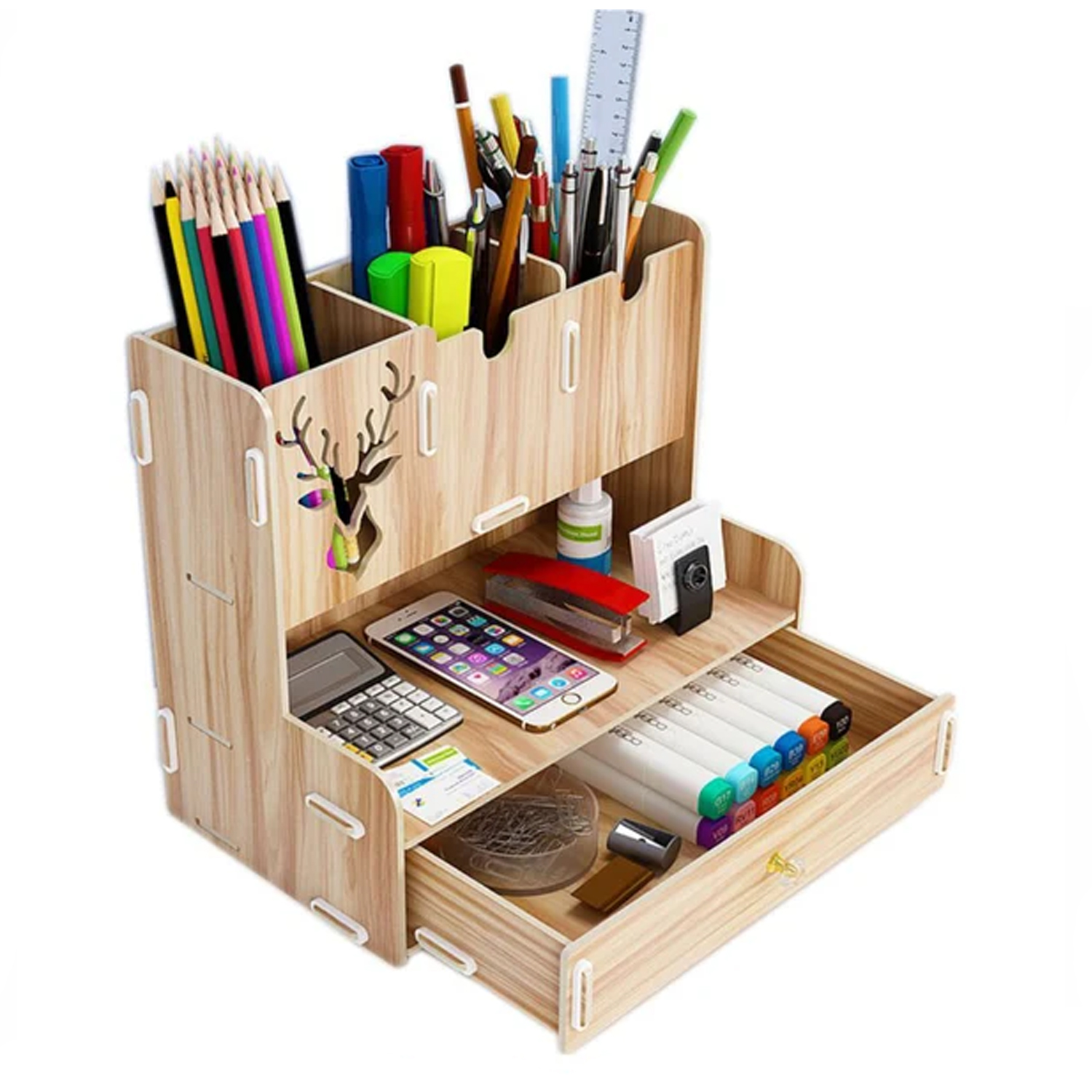 Organizador de Escritorio MDF con Cajón y Estantes