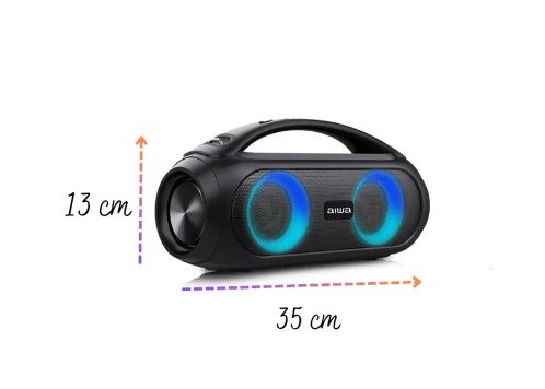 Bocina Portátil Bluetooth y luces + AUDIFONOS Aiwa combo AWS500BT
