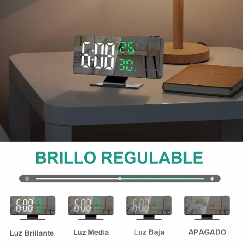Reloj Despertador Digital Con Proyeccion De Led Multifunción