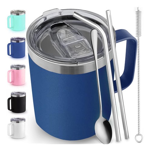 Vaso Térmico De Acero Inoxidable 12 Oz Portátil Azul marino