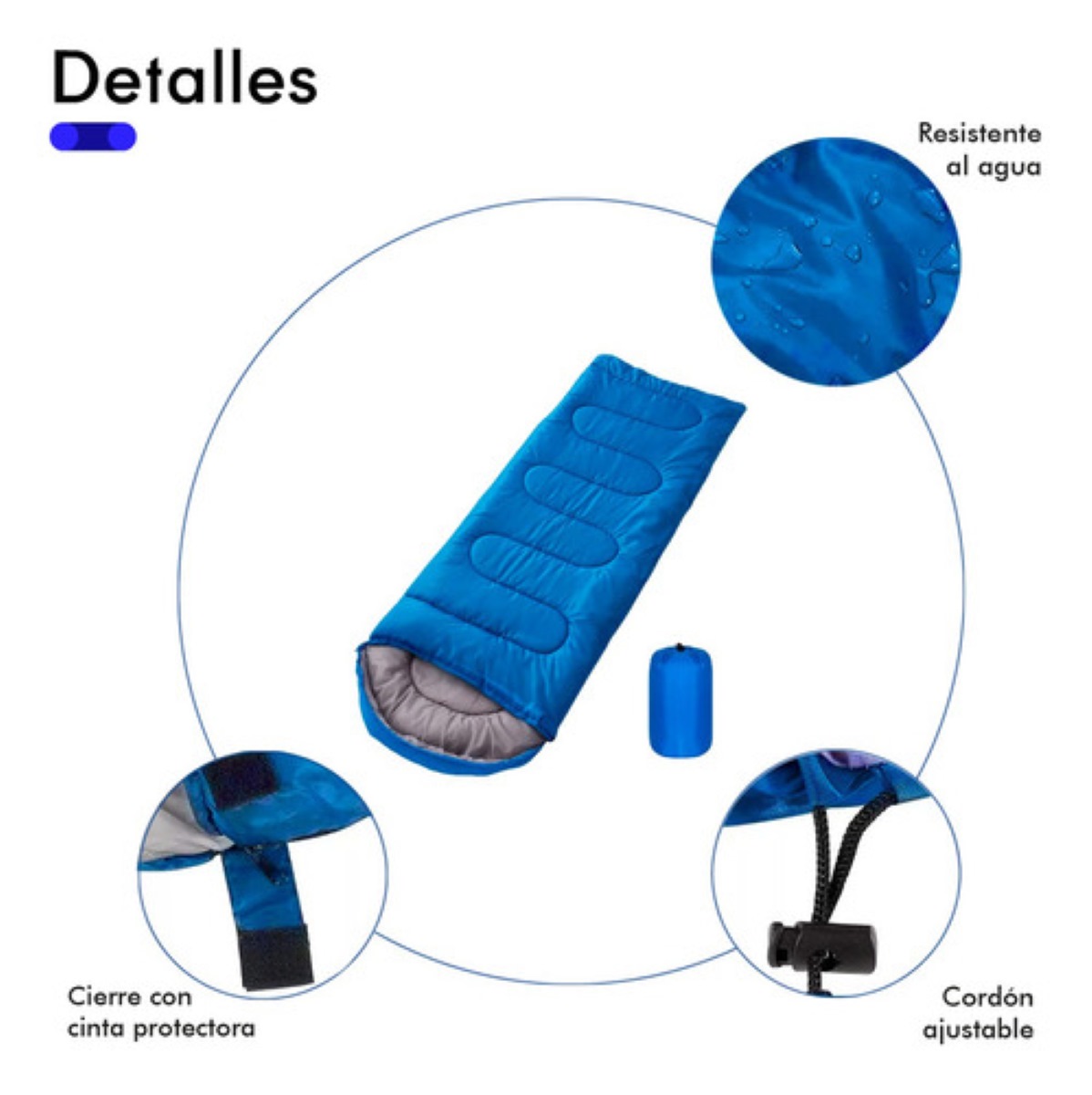 Bolsa De Dormir Térmica Colchoneta Portátil Color Azul