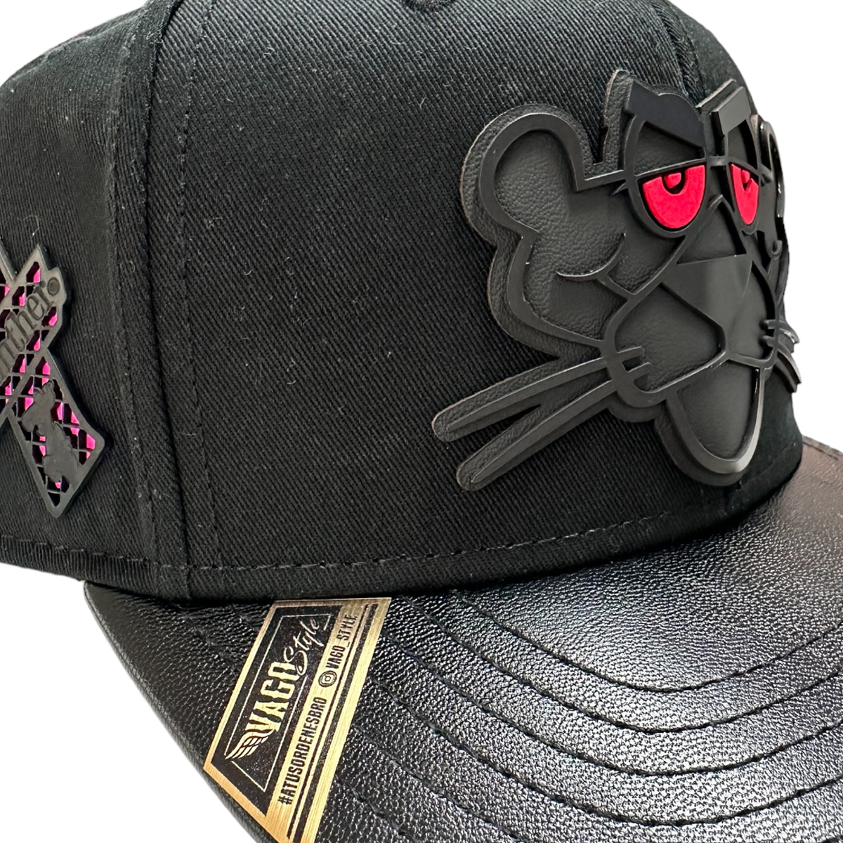 Gorra VAGO Style LA PANTERA Black LA ORIGINAL Negra Visera Curva de Piel