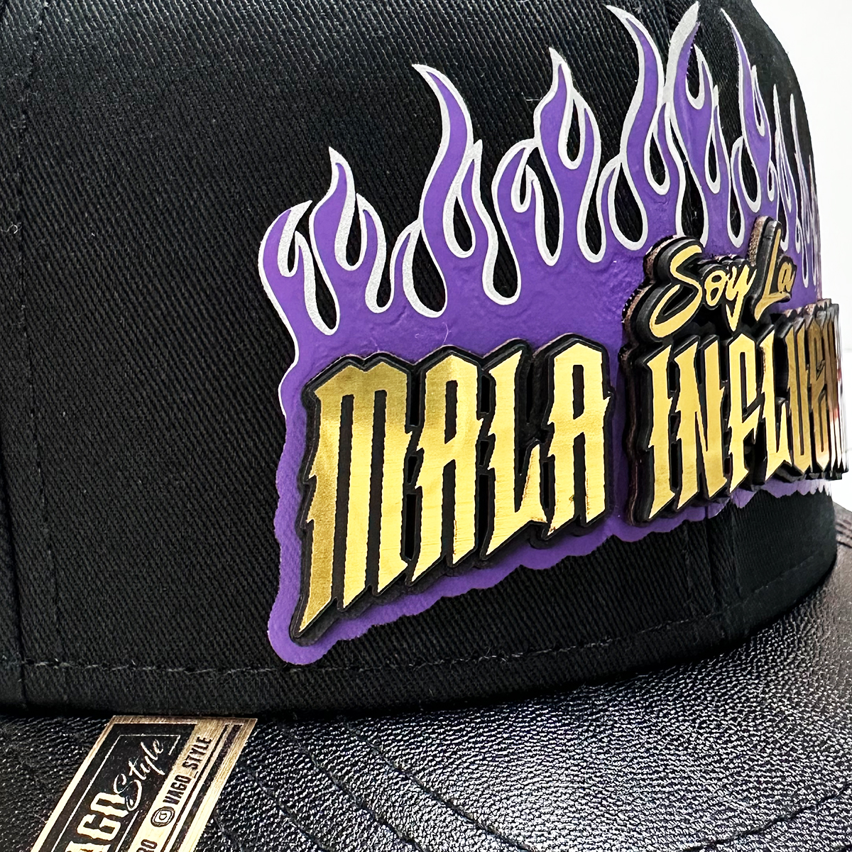 Gorra VAGO Style MALA INFLUENCIA Negra Visera Curva de Piel