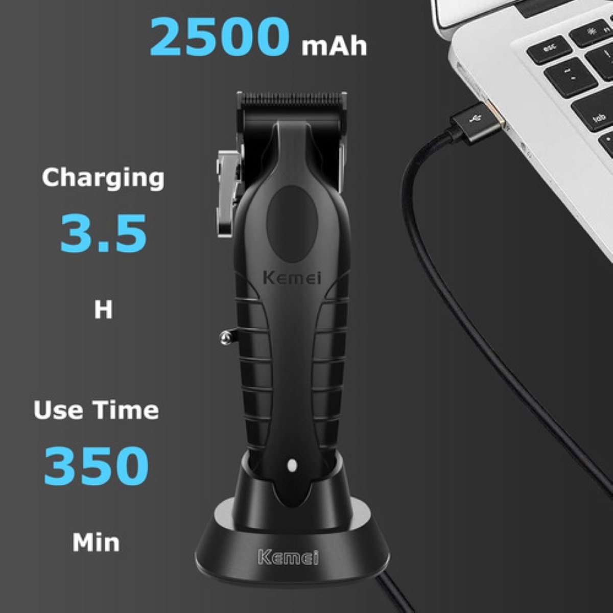 Máquina Para Cortar Cabello Cortadora Kit Barberia Negro