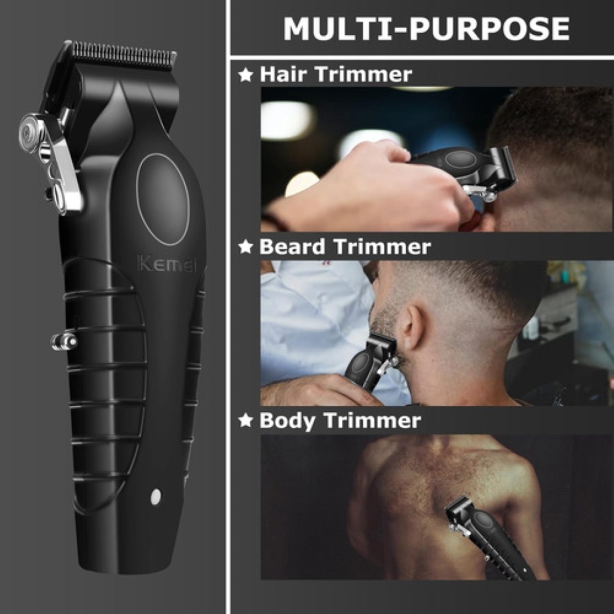 Máquina Para Cortar Cabello Cortadora Kit Barberia Negro