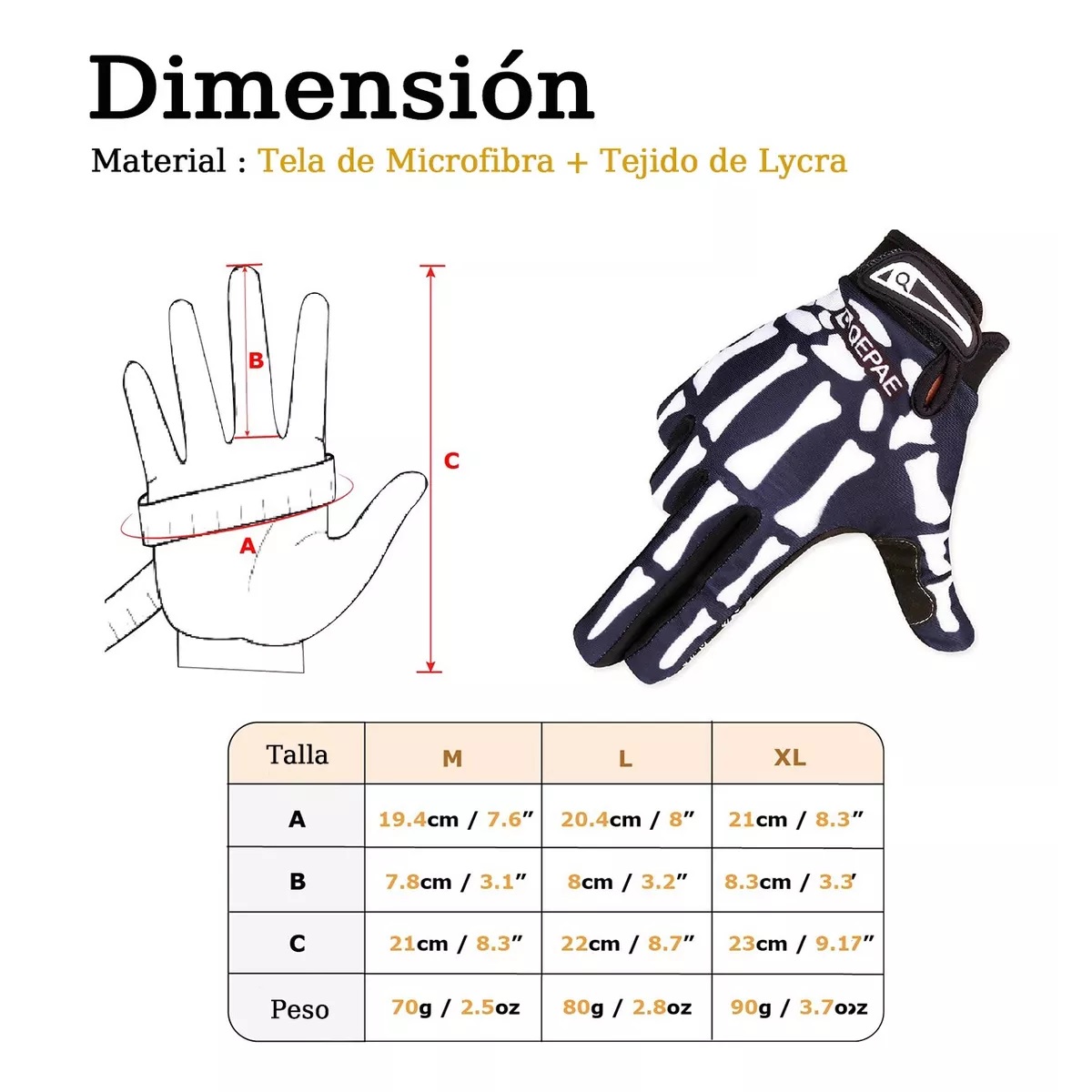 Guantes De Calavera Transpirables Para Ciclismo Talla G