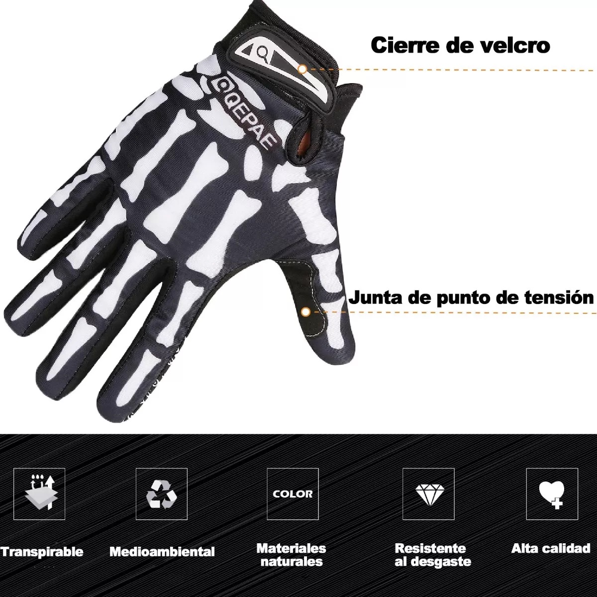 Guantes De Calavera Transpirables Para Ciclismo Talla G