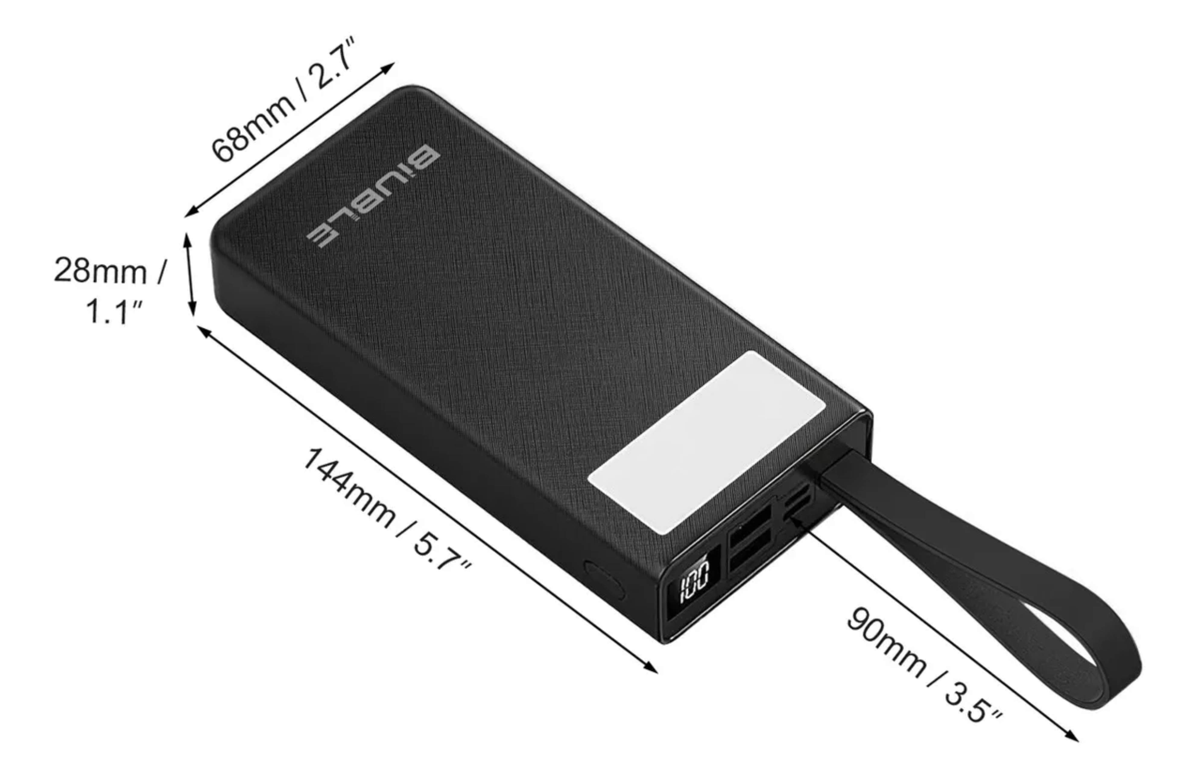 Power Bank Batería Portátil 30000mah Pd 20w Carga Rápida BIUBLE ML032 Con 2 Puertos Usb Entrada/salida Tipo C Con Pantalla /Linterna Luz Fuerte