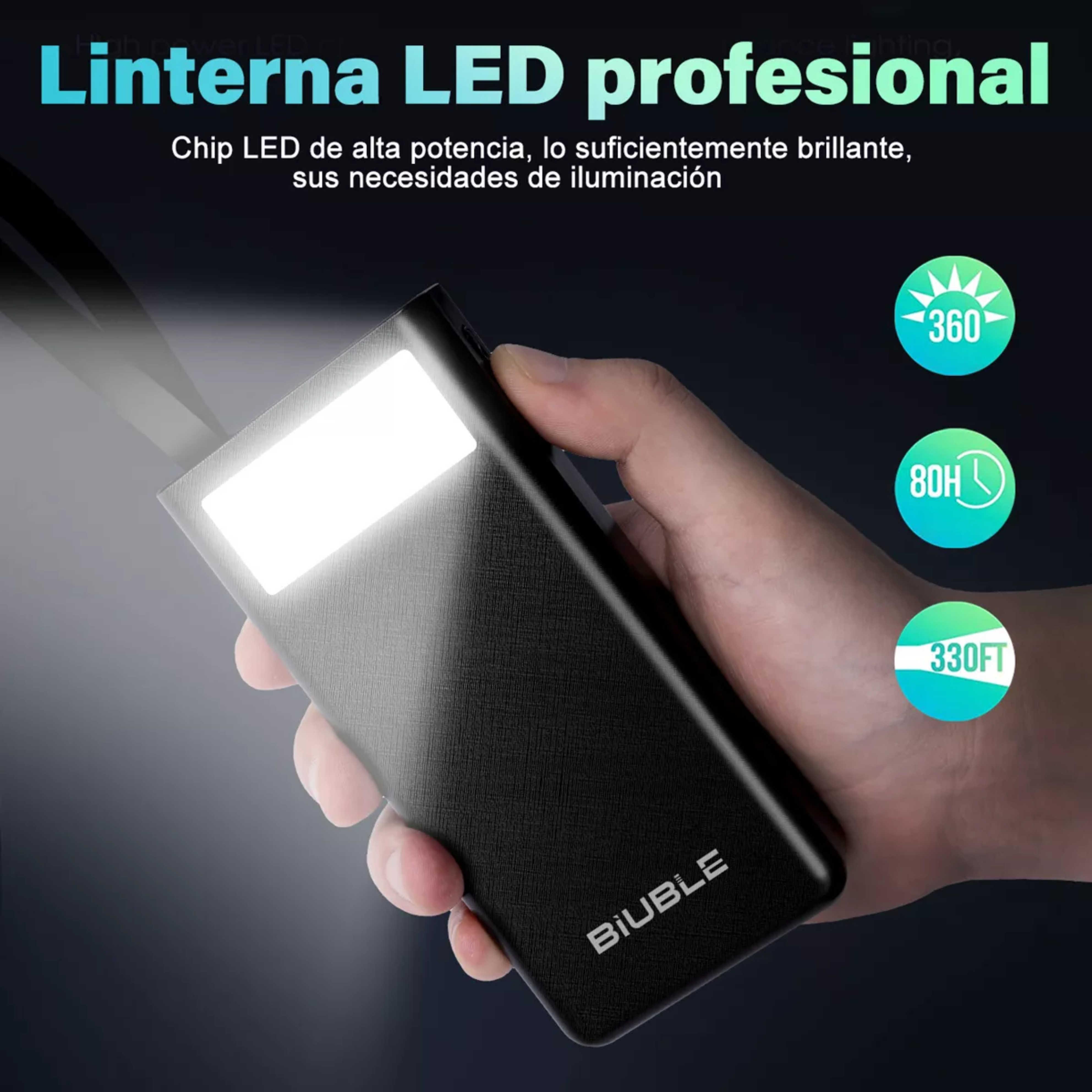 Power Bank Batería Portátil 30000mah Pd 20w Carga Rápida BIUBLE ML032 Con 2 Puertos Usb Entrada/salida Tipo C Con Pantalla /Linterna Luz Fuerte