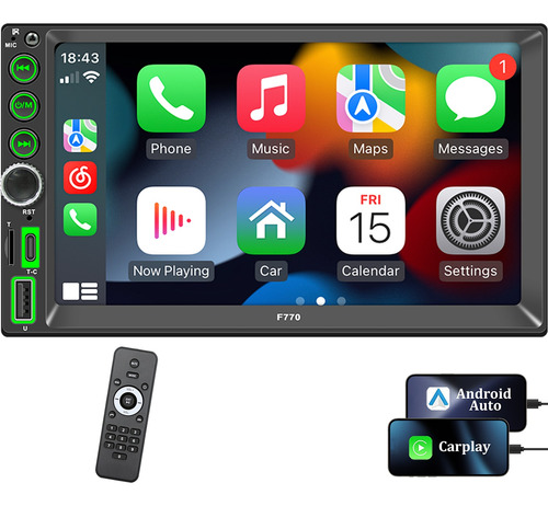 Auto Estereo Pantalla 2 Din Carplay & Android Auto + Camara