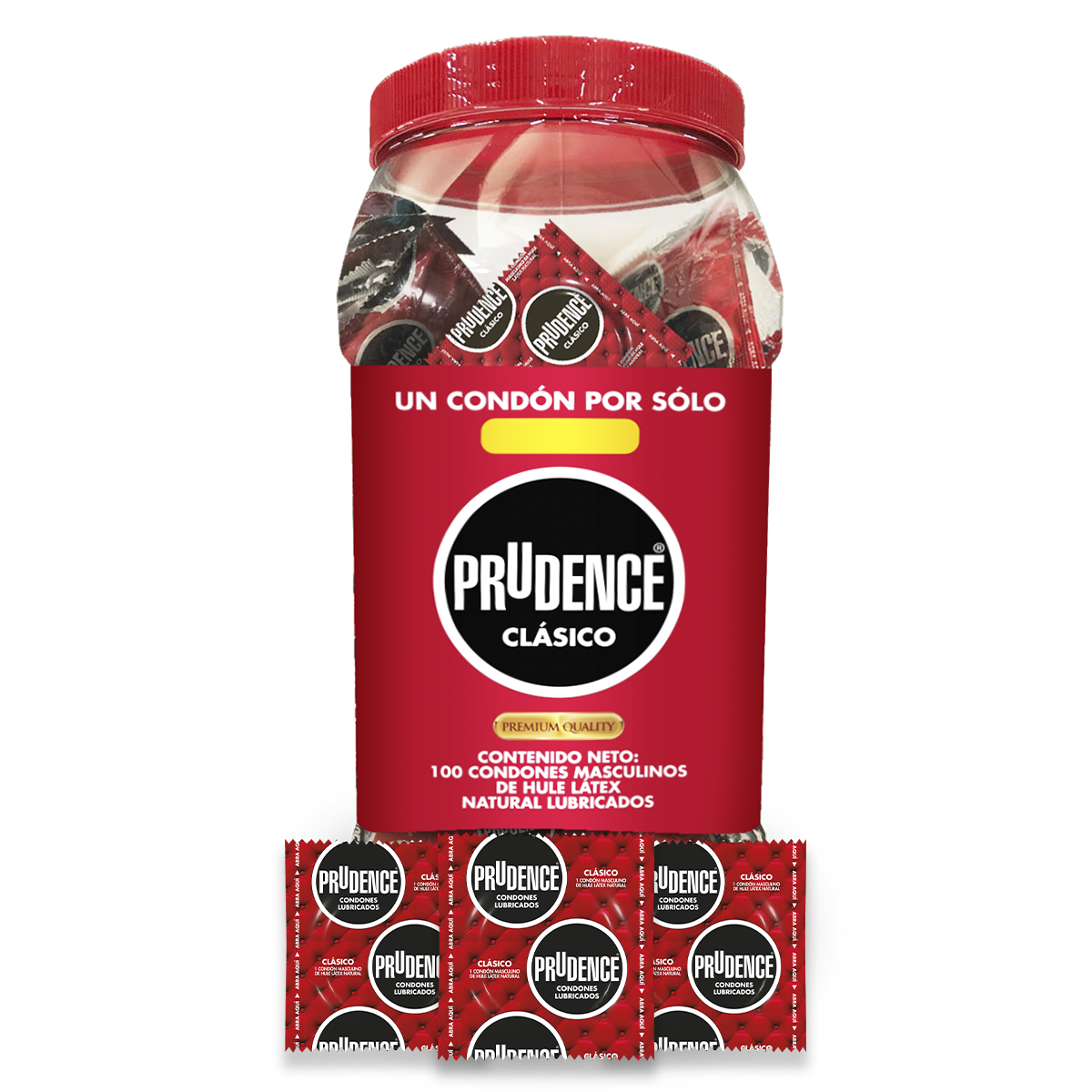 Condones Prudence Clásico Lubricados, Vitrolero Con 100