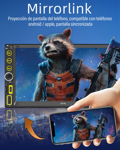 Auto Estereo Pantalla 2 Din Carplay & Android Auto + Camara