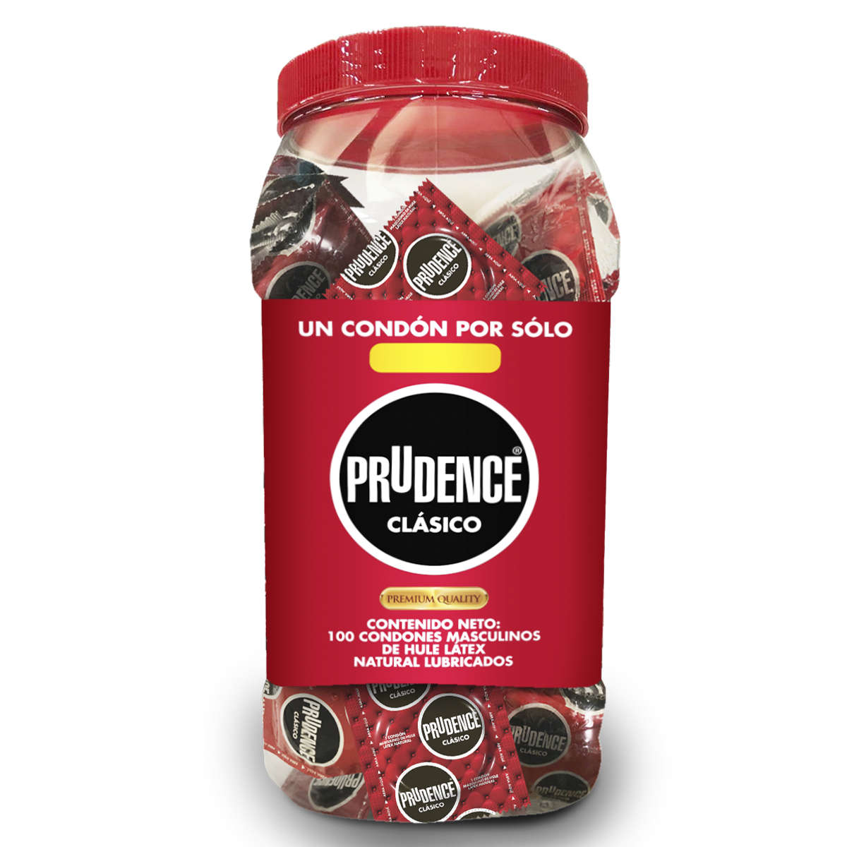 Condones Prudence Clásico Lubricados, Vitrolero Con 100