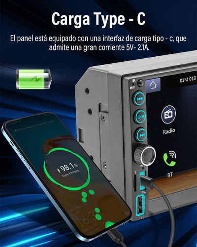 Auto Estereo Pantalla 2 Din Carplay & Android Auto + Camara