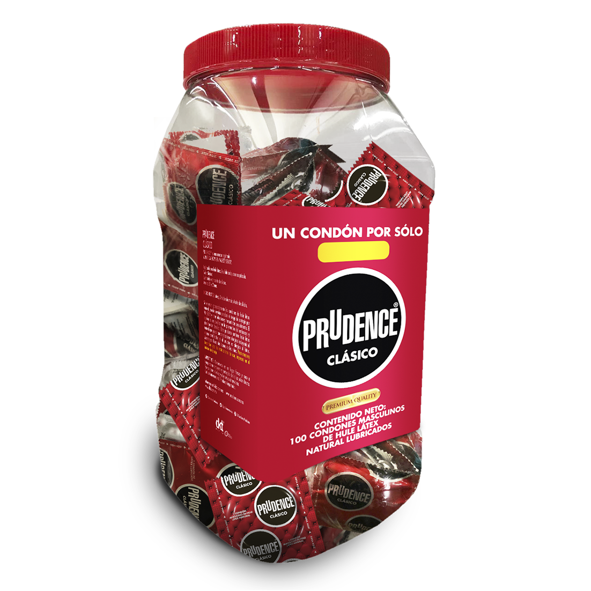 Condones Prudence Clásico Lubricados, Vitrolero Con 100