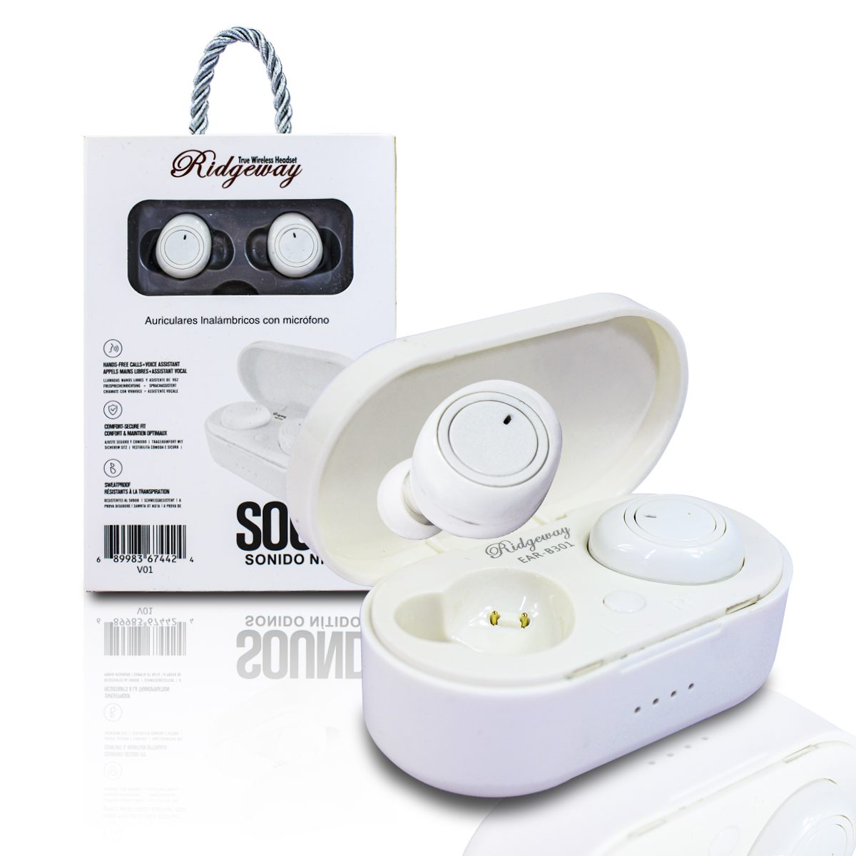 Audifonos Inalambricos Ridgeway Blancos Con Estuche De Carga