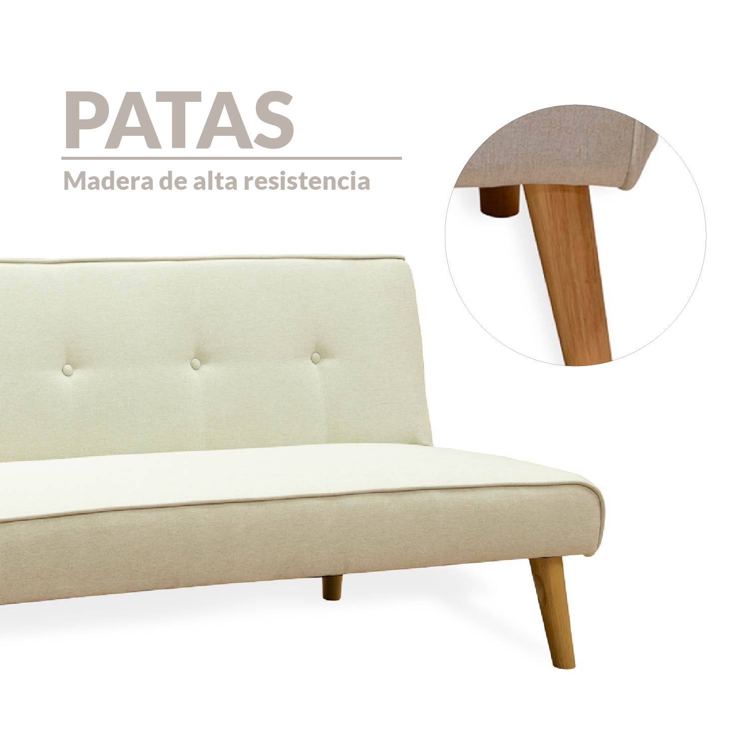 Ilios Innova | Sofá Cama Plegable para tres plazas | Resistente y Elegante Sillón Armable Convertible con Estructura de Madera Tapizado Lino