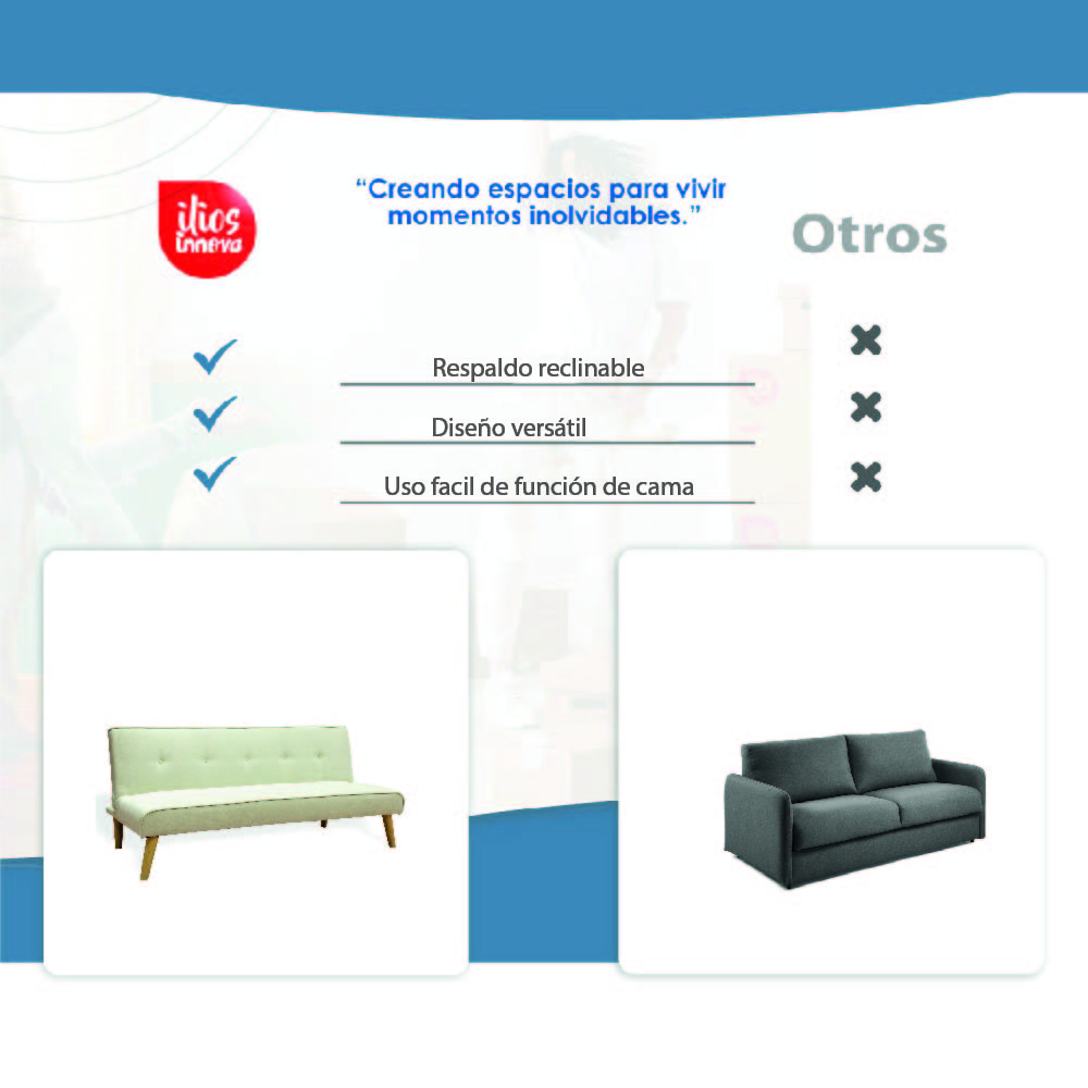 Ilios Innova | Sofá Cama Plegable para tres plazas | Resistente y Elegante Sillón Armable Convertible con Estructura de Madera Tapizado Lino