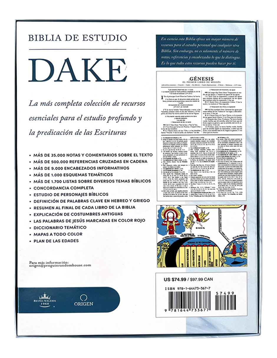 RVR 1960 Biblia de estudio Dake, tamaño grande, piel negra 