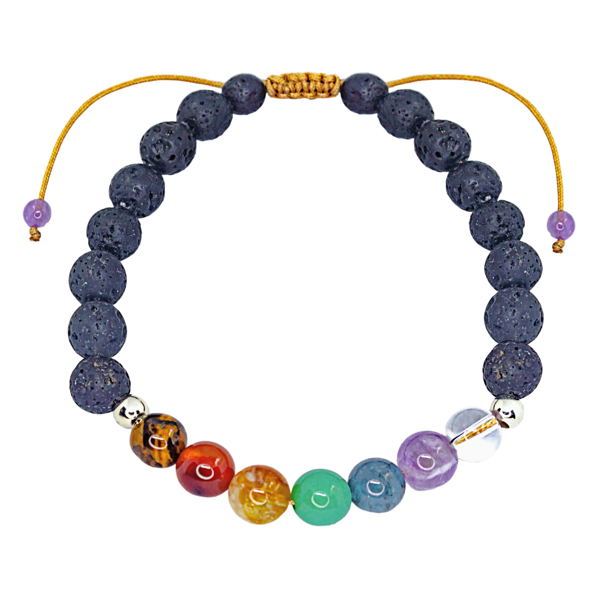Pulsera hombre 7 Chakras Con cuarzos Naturales y Plata genuina
