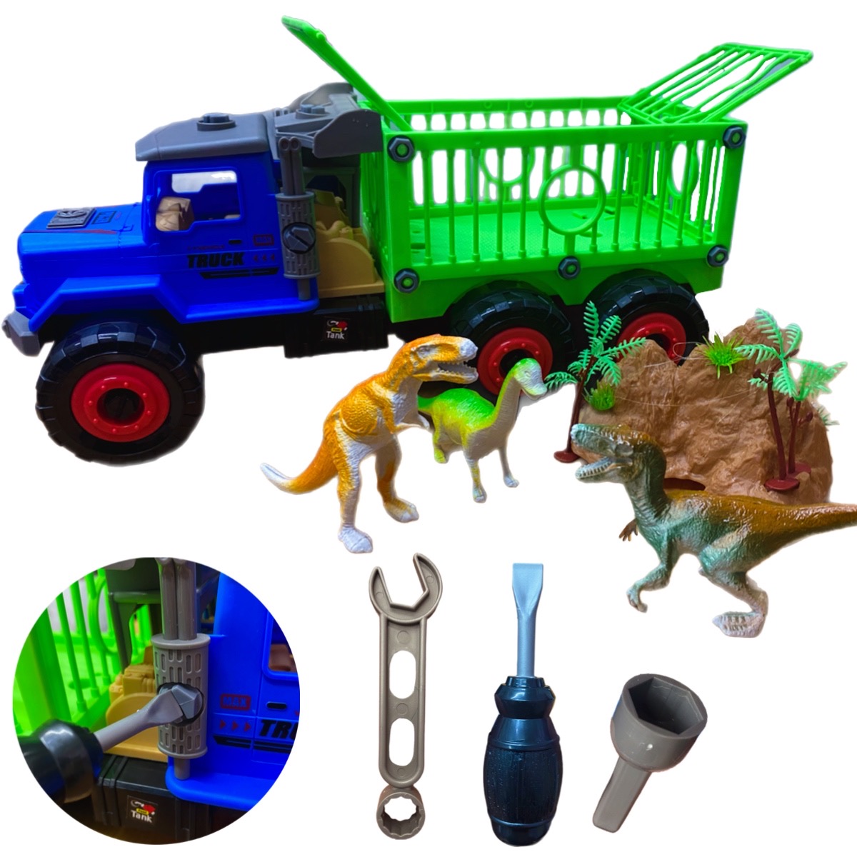 Camion Desmontable Diy Jaula Transportadora Dinosaurios 42cm