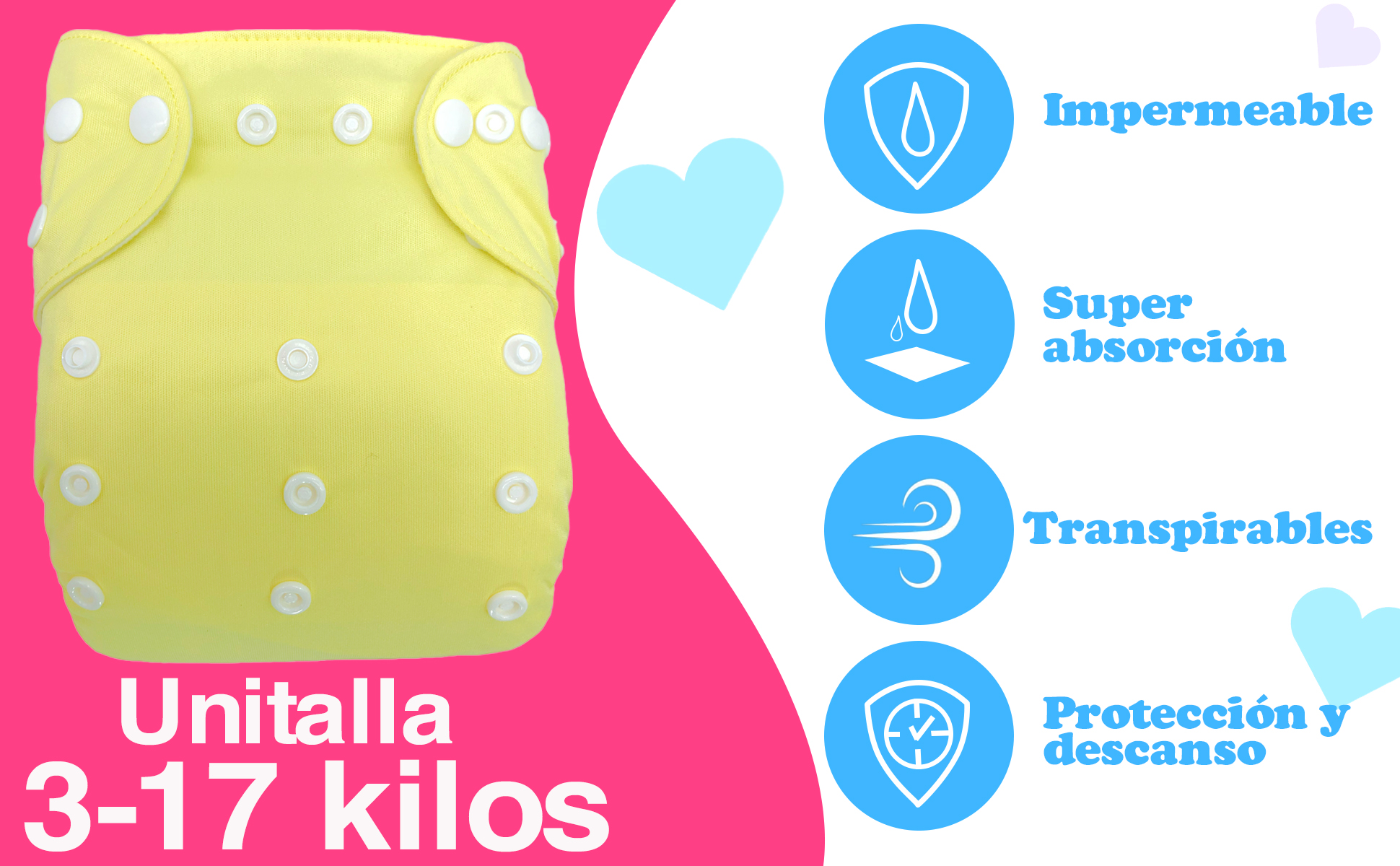 Pañales de tela para bebés con insertos de microfibra 4 capas ecobaby original 