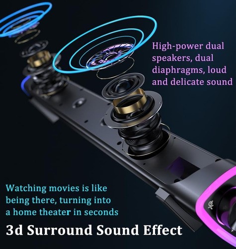 Bocina Led Bluetooth Usb Wired Sonido Subwoofer Para Pc/tv