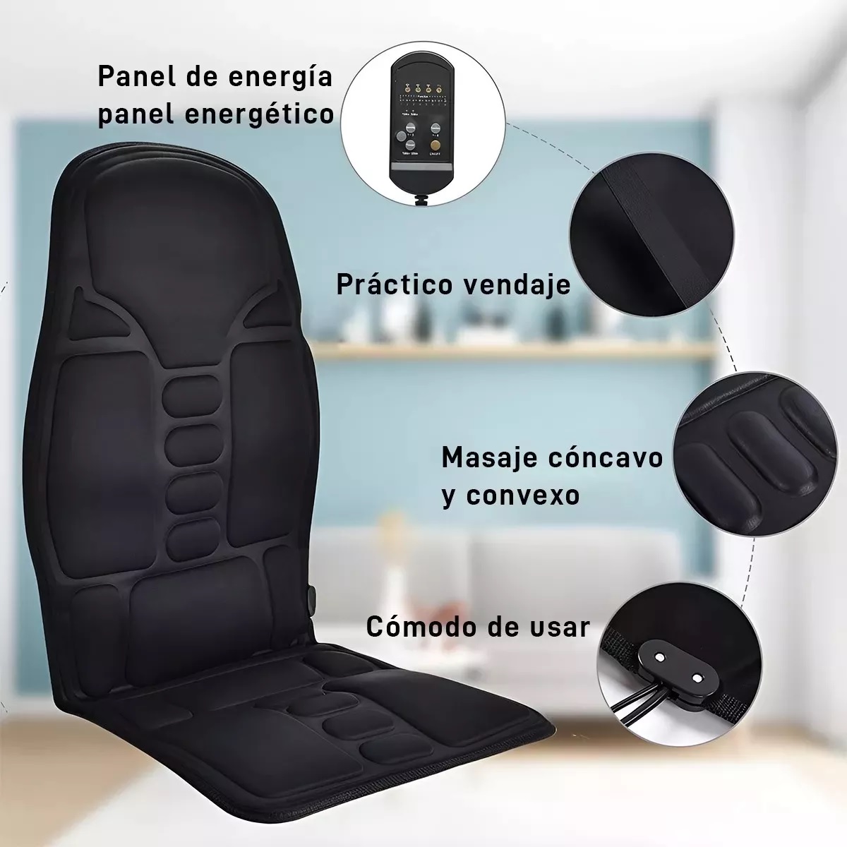 Cojín Masajeador Shiatsu Con Calor Para Sillón Silla Auto
