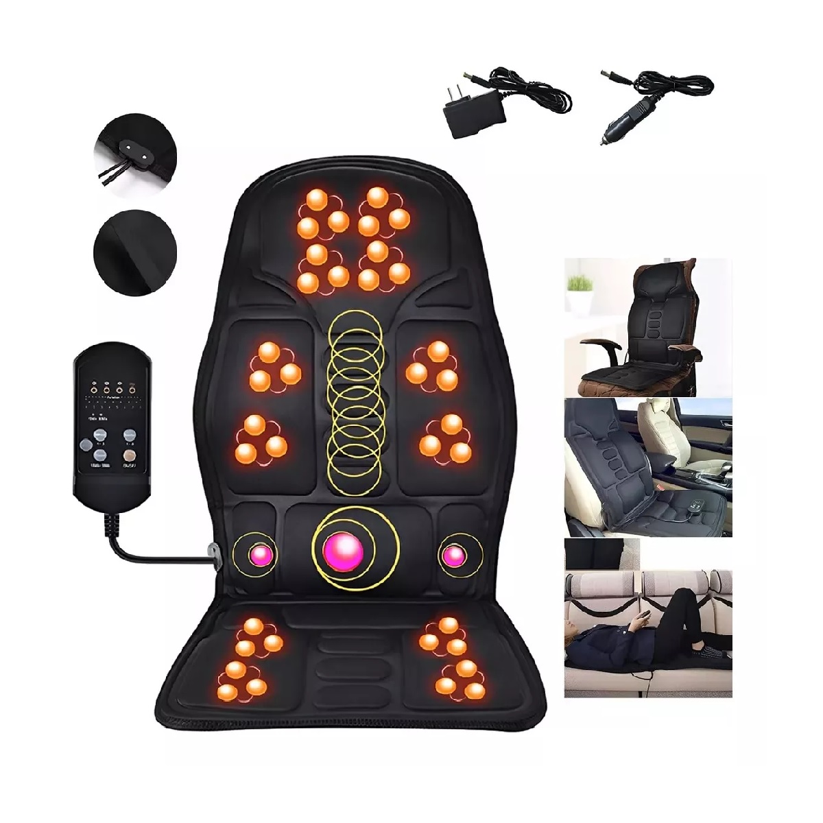 Cojín Masajeador Shiatsu Con Calor Para Sillón Silla Auto