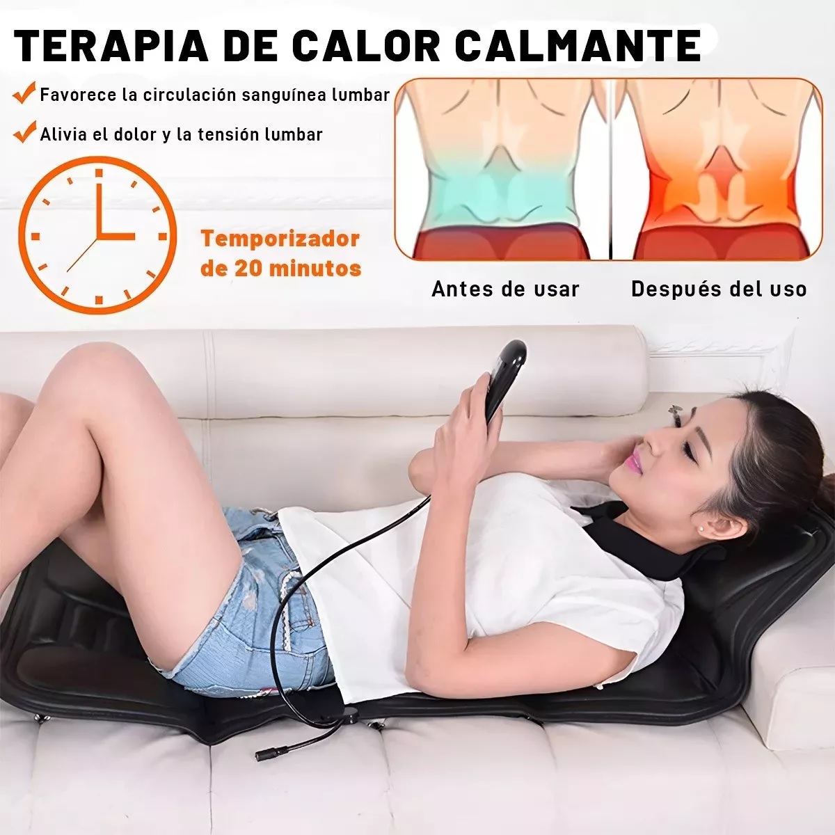 Cojín Masajeador Shiatsu Con Calor Para Sillón Silla Auto
