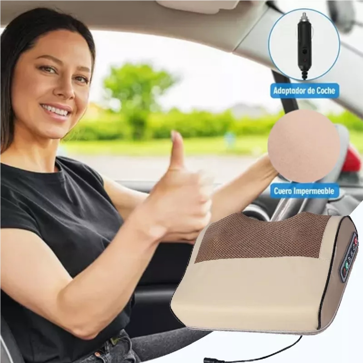 Almohada Masajeadora De Cuello Multifuncional Y Eléctrica Color Dorado