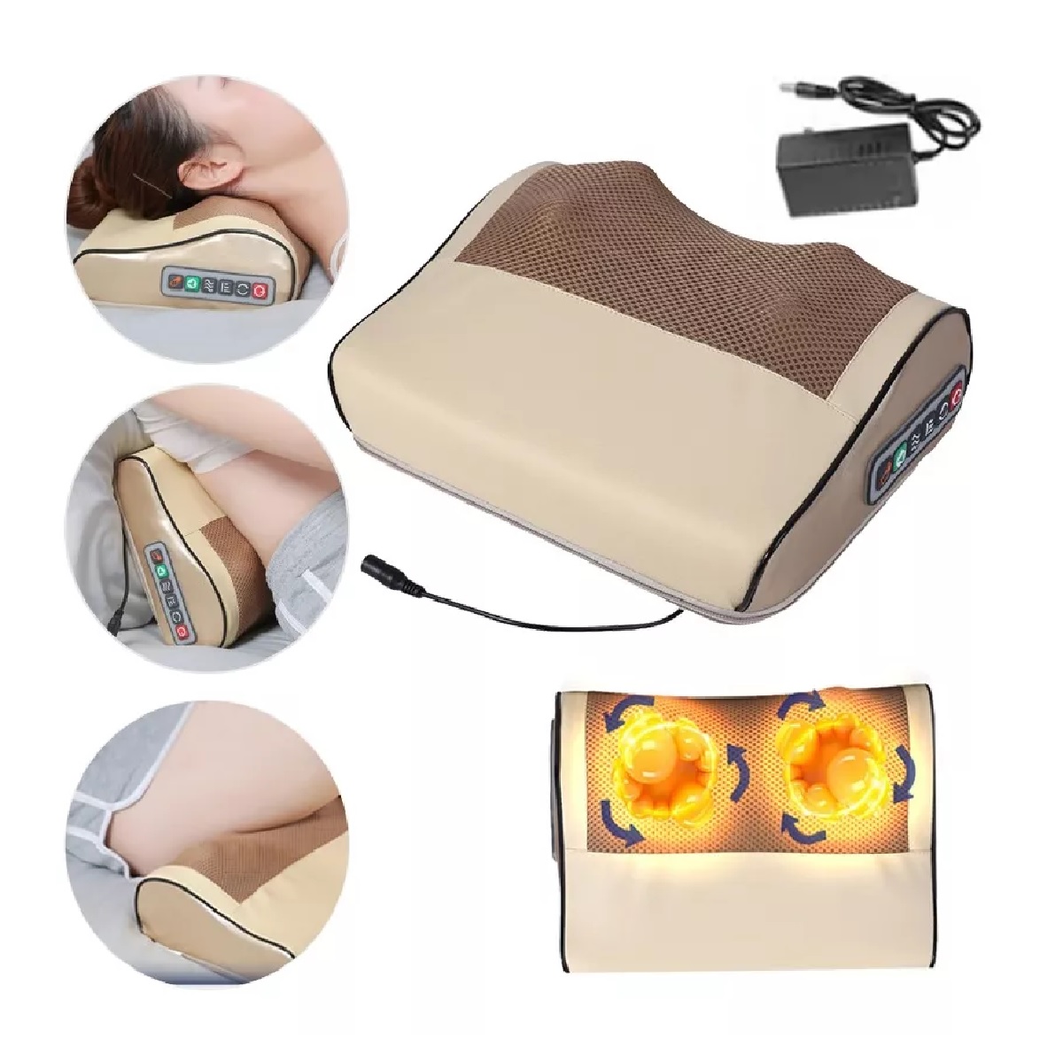 Almohada Masajeadora De Cuello Multifuncional Y Eléctrica Color Dorado
