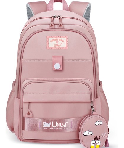 Mochila Escolar de Viaje Bolsa Juvenil De Moda Para Laptop Color Rosa C