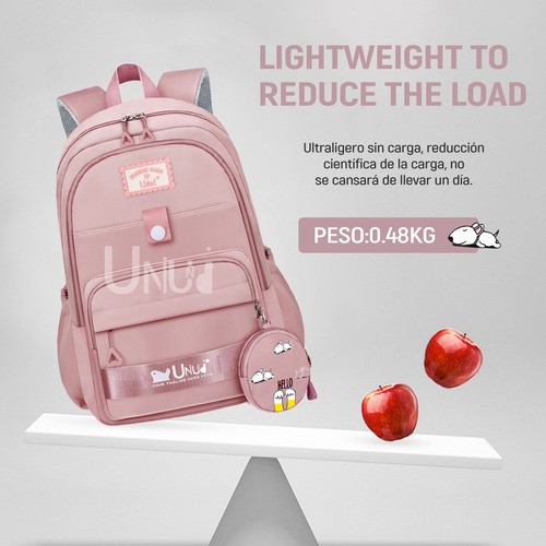 Mochila Escolar de Viaje Bolsa Juvenil De Moda Para Laptop Color Rosa C