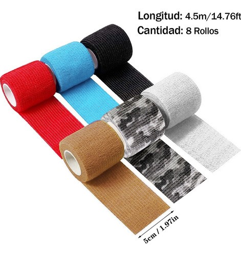 Venda Elástica Cohesiva Autoadherible De 5 m x 4.5 cm, 12 Pcs multicolor