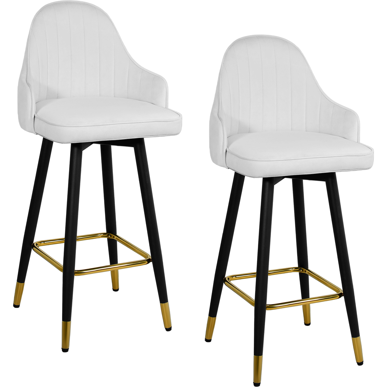 Set 2 Bancos Sillas Altas Giratorios Cocina Bar Terciopelo