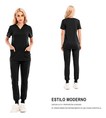 Conjunto De Trabajo De Uniforme Quirúrgico Para Hospital MEDIANO, NEGRO