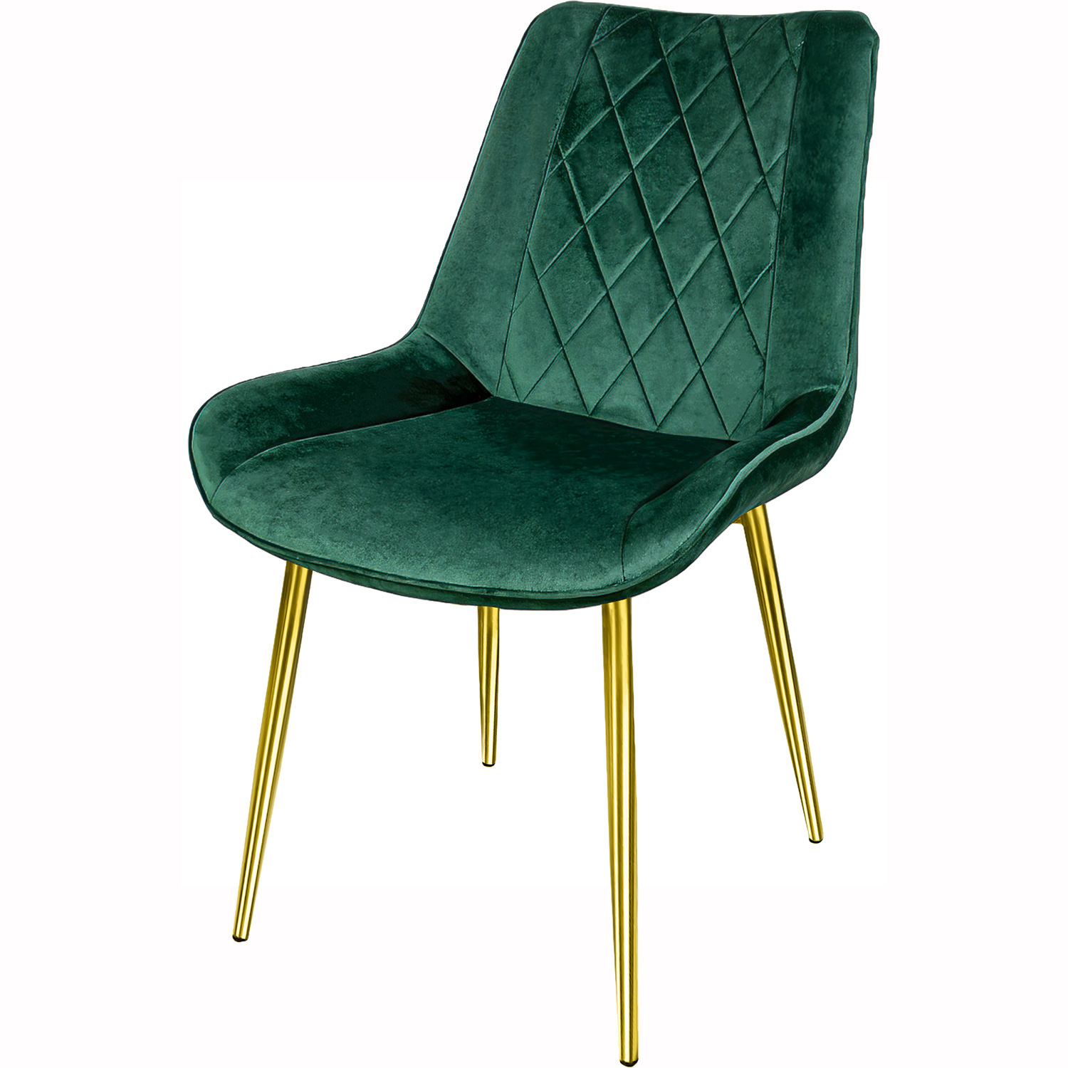 Set 2 Sillas Comedor Tapizadas Terciopelo Patas Doradas Verde