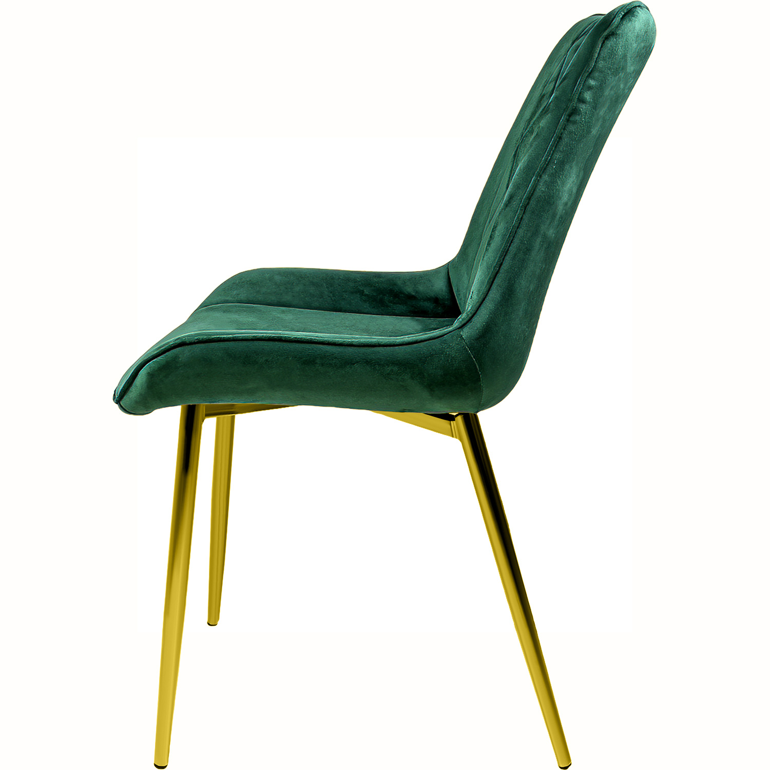 Set 2 Sillas Comedor Tapizadas Terciopelo Patas Doradas Verde