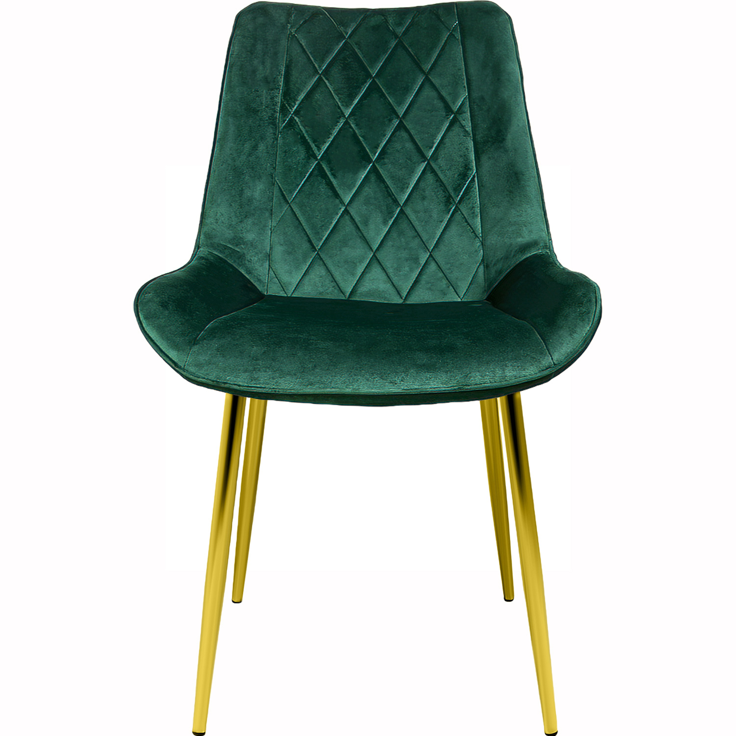 Set 2 Sillas Comedor Tapizadas Terciopelo Patas Doradas Verde