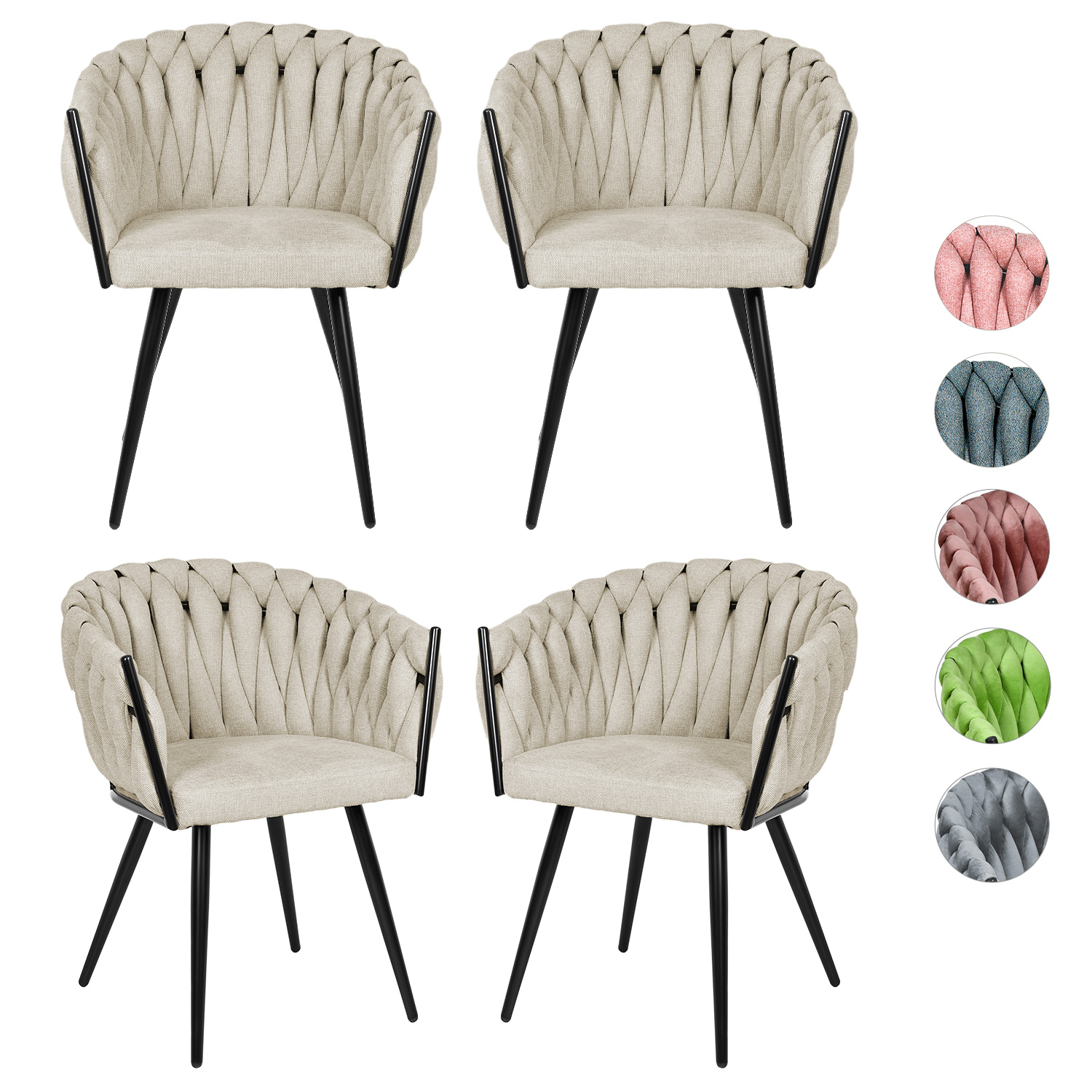Set 2 Sillas Comedor Patron Tejido Elegante Moderno Gris