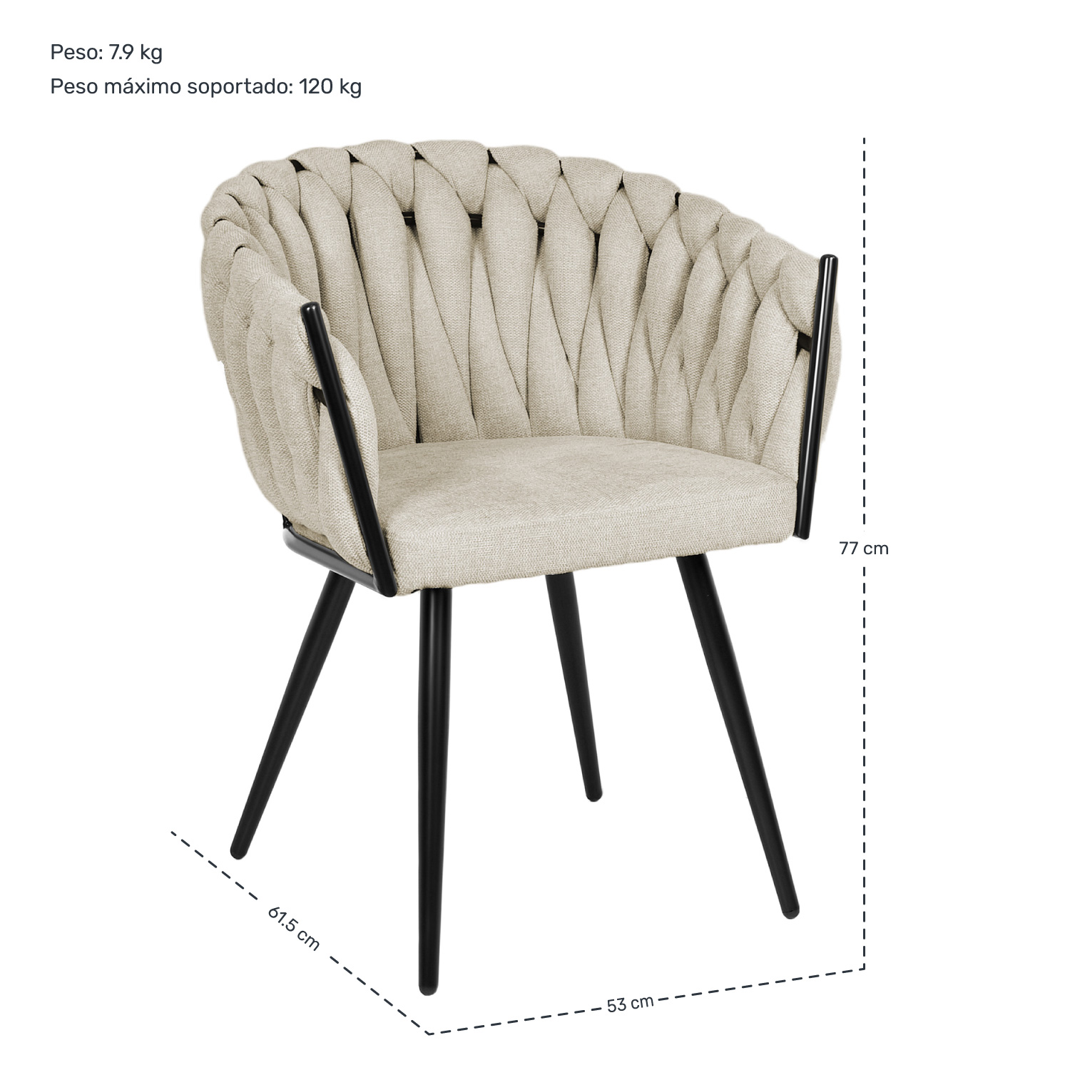 Set 2 Sillas Comedor Patron Tejido Elegante Moderno Gris