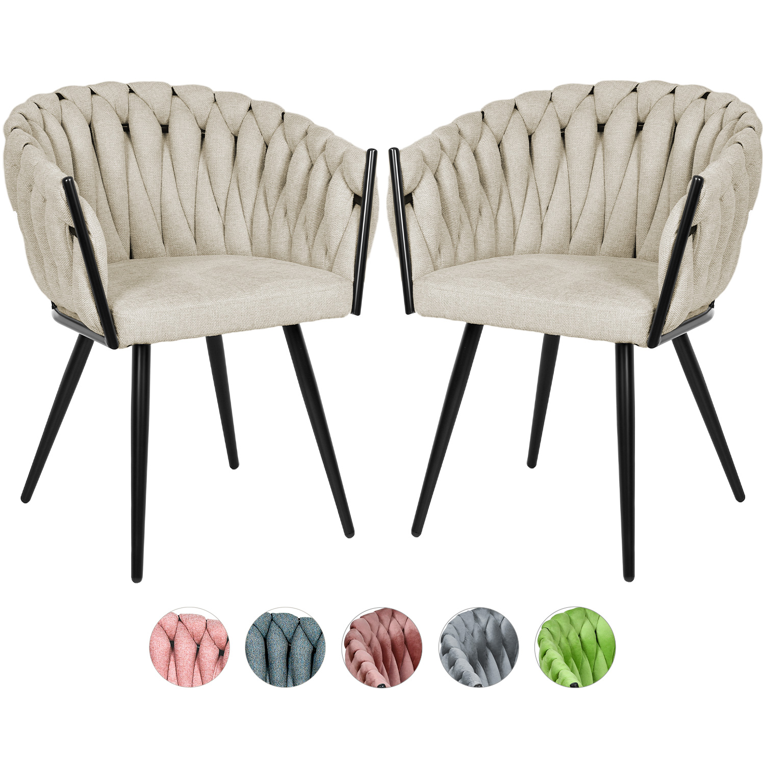 Set 2 Sillas Comedor Patron Tejido Elegante Moderno Gris