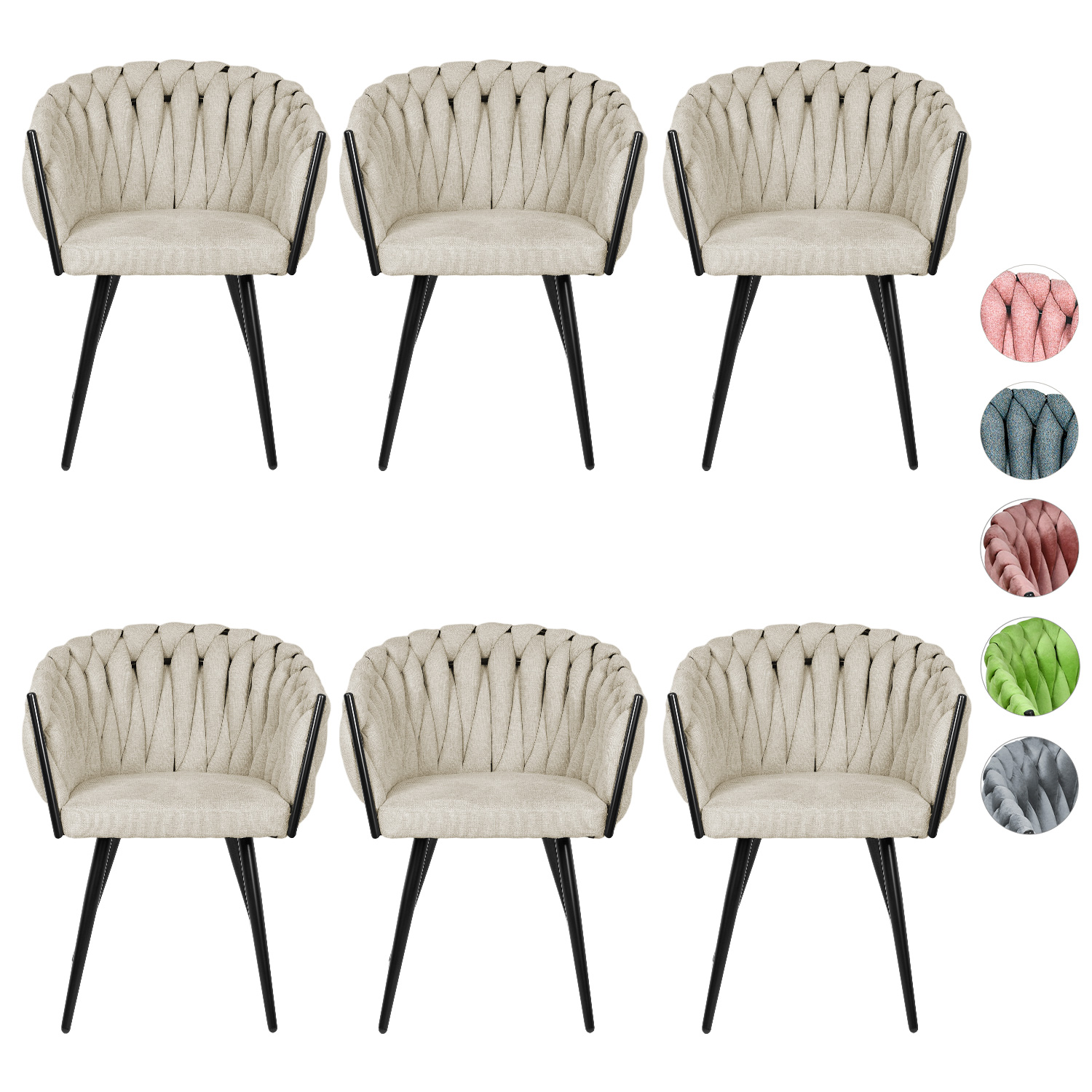 Set 2 Sillas Comedor Patron Tejido Elegante Moderno Gris