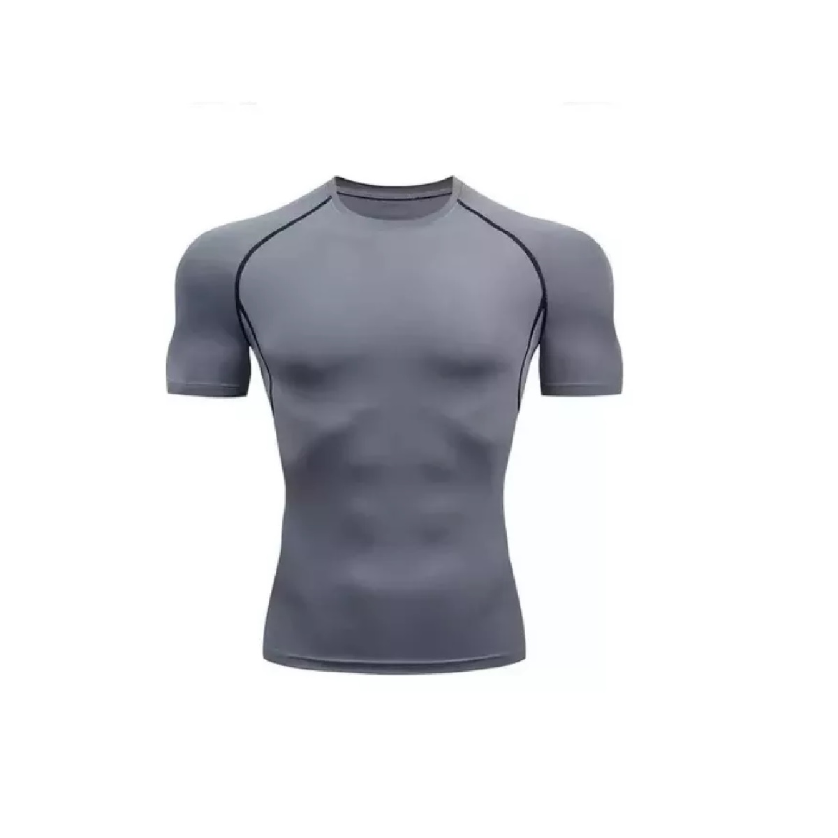 Playera Licra Deportiva Compresión Correr Manga Corta Gym M Gris