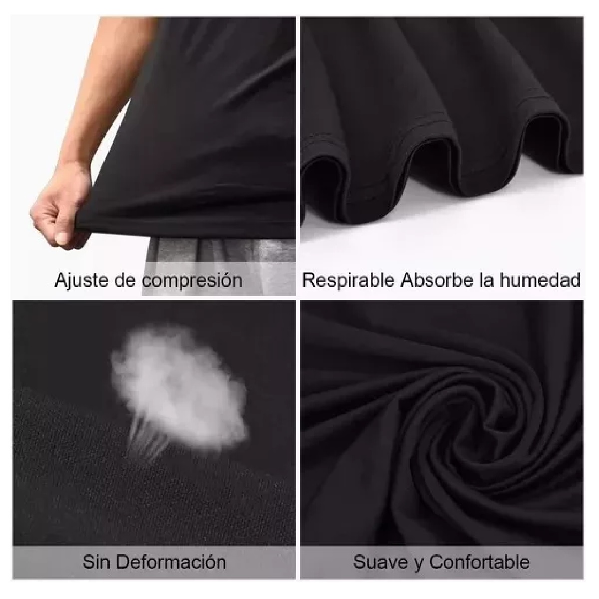Playera Licra Deportiva Compresión Correr Manga Corta Gym M Negro