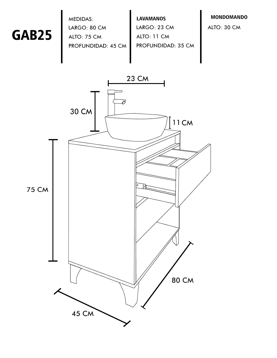 Gabinete De Baño Con Llave Y Lavabo Minimalista ROY